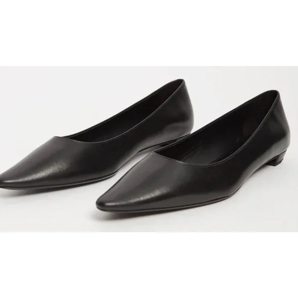 New The Row Claudette Black Leather Pointed Ballet Flats Size 9 $1009 Sold Out! - Picture 4 of 9